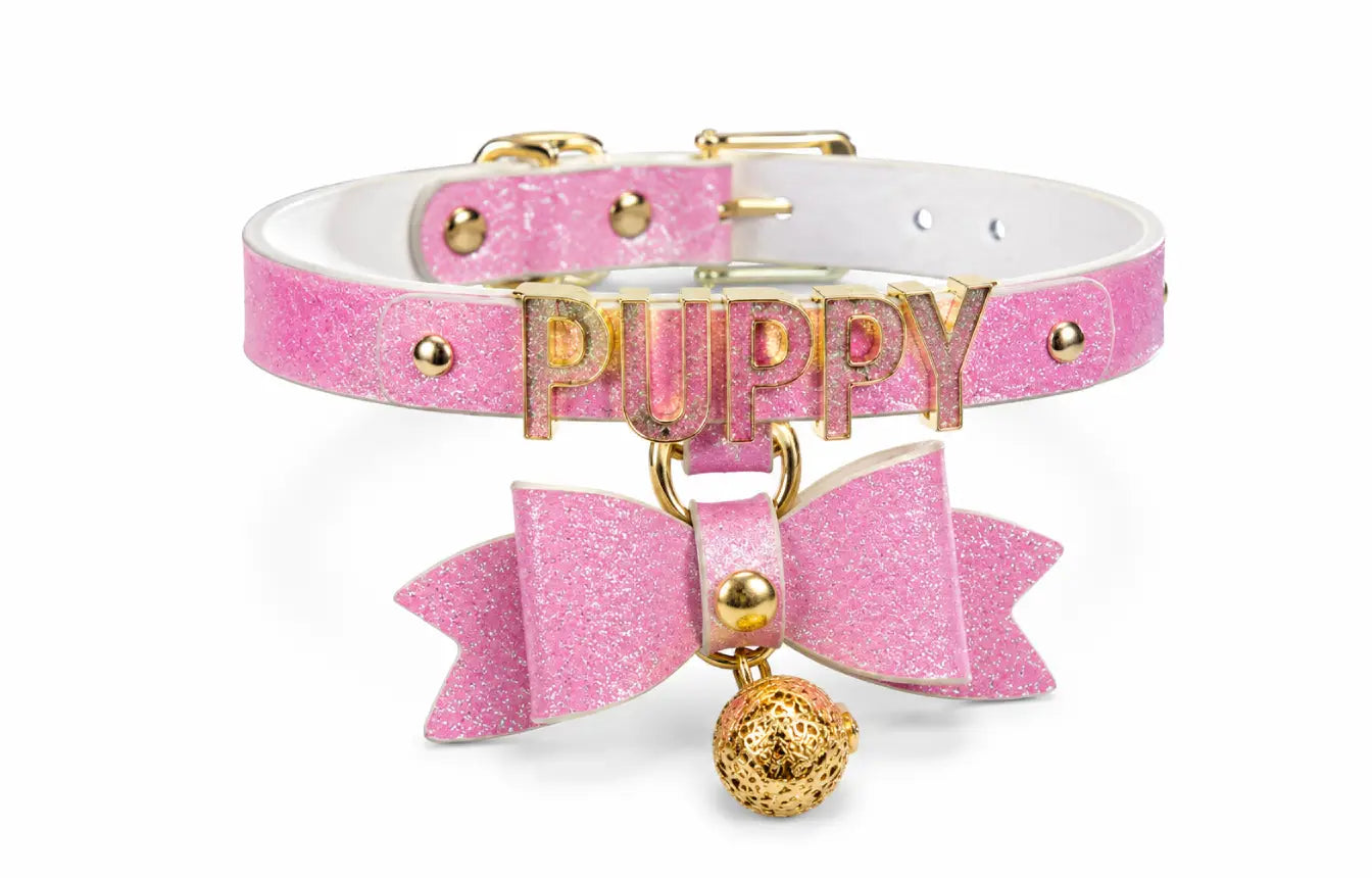 Pink Bow Initial Choker Necklace