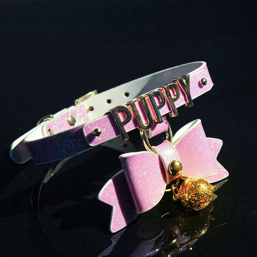 Pink Bow Initial Choker Necklace