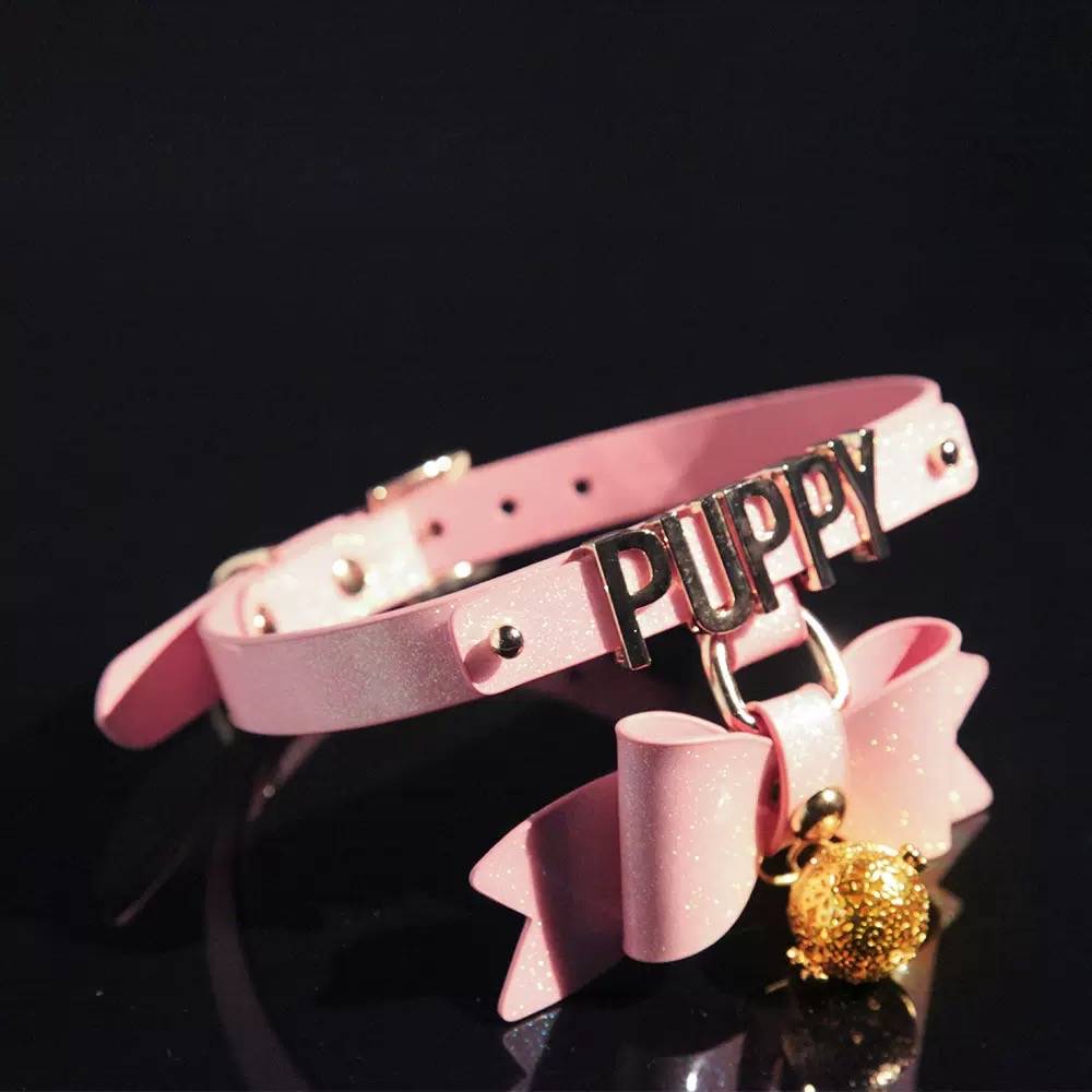 Pink Bow Initial Choker Necklace