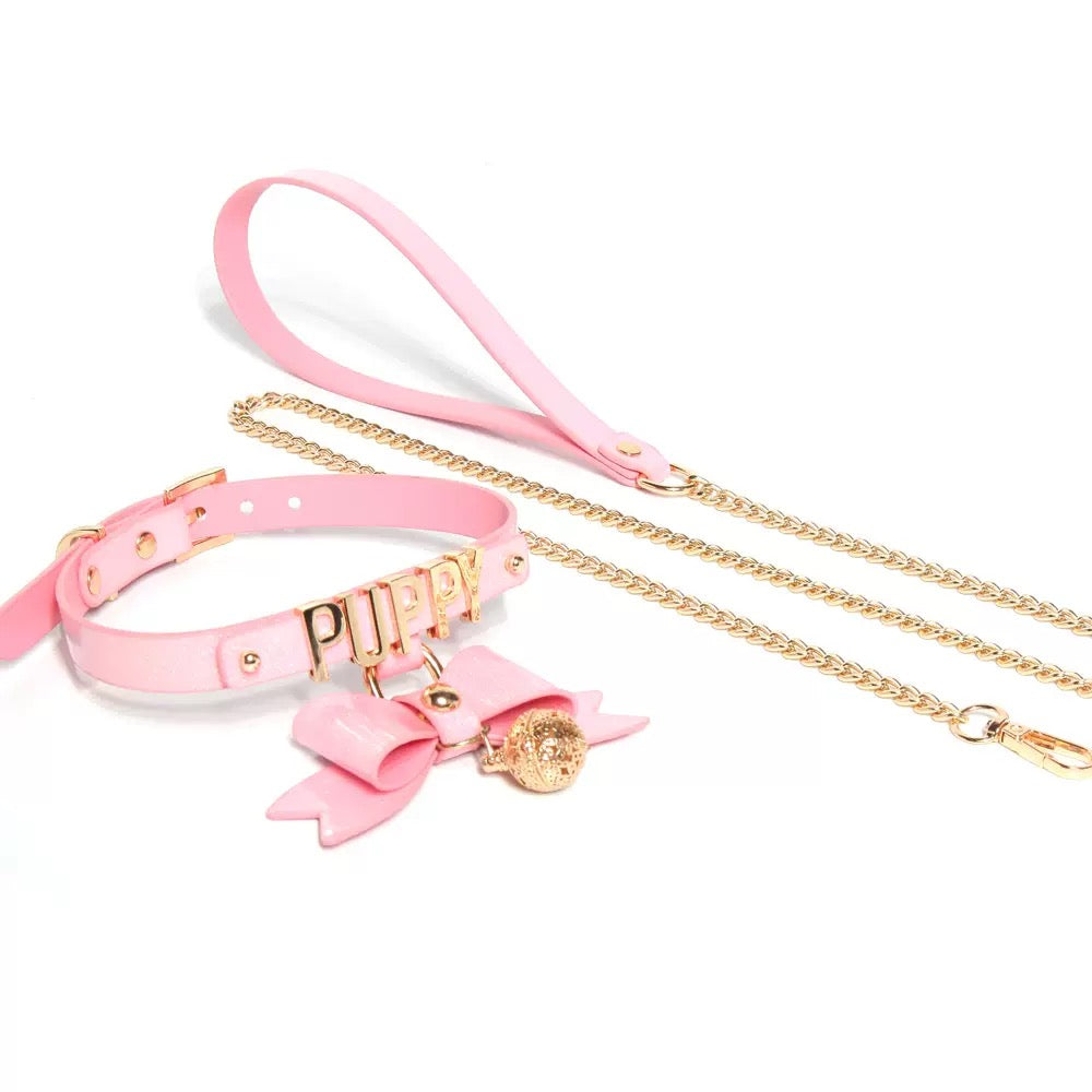 Pink Bow Initial Choker Necklace