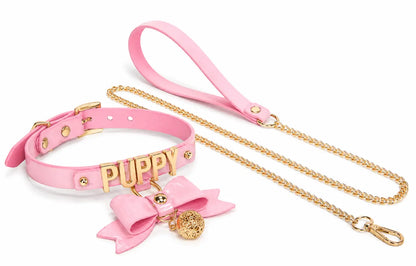 Pink Bow Initial Choker Necklace