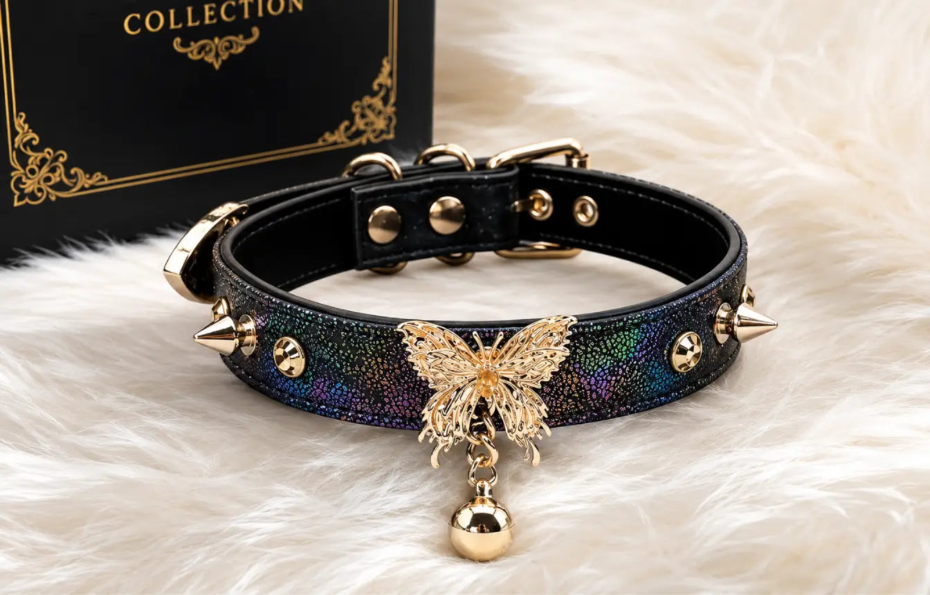 Butterfly Snake Leather Choker Necklace