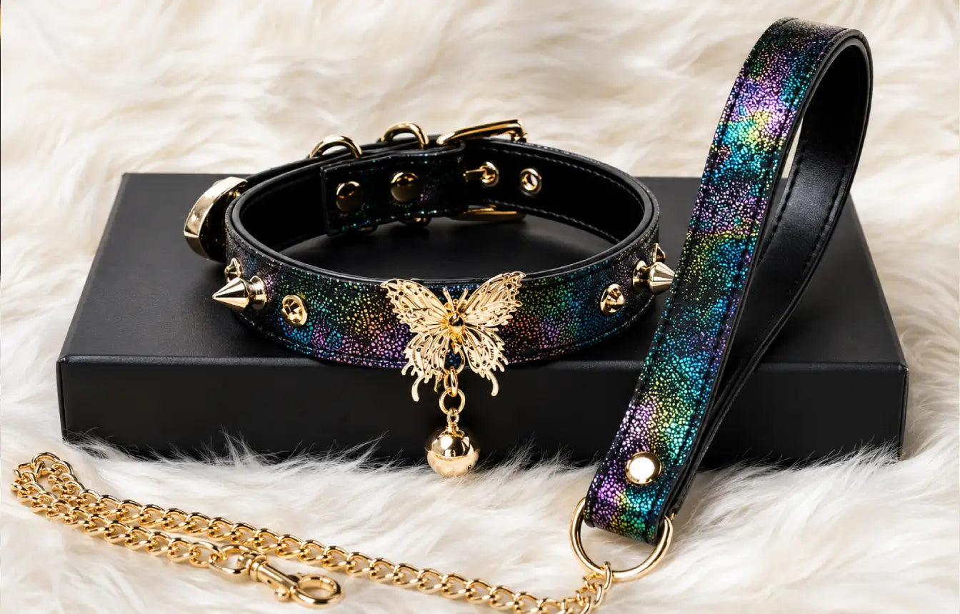 Butterfly Snake Leather Choker Necklace