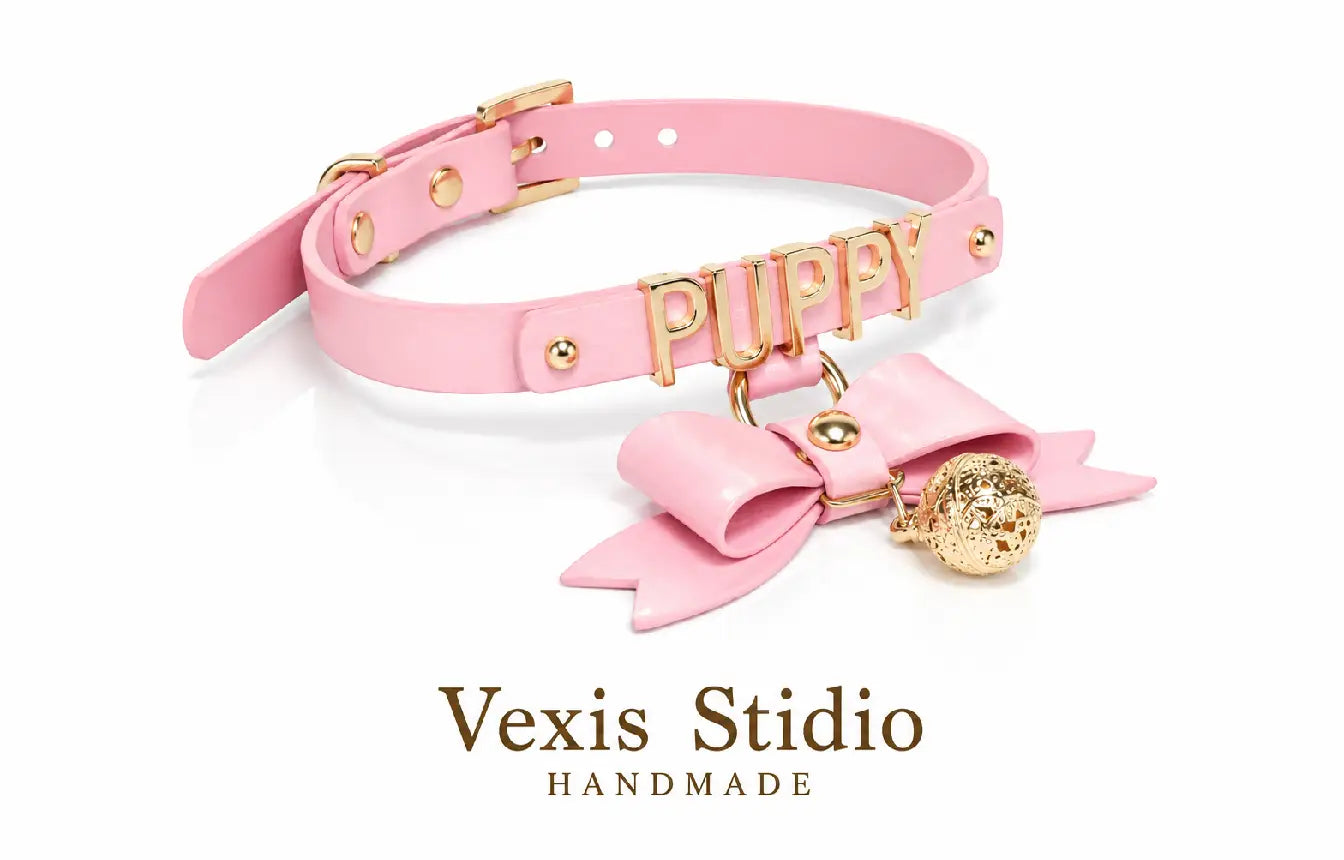 Pink Bow Initial Choker Necklace
