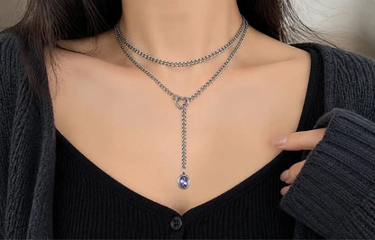 Crystal Charm Loop Slip Choker
