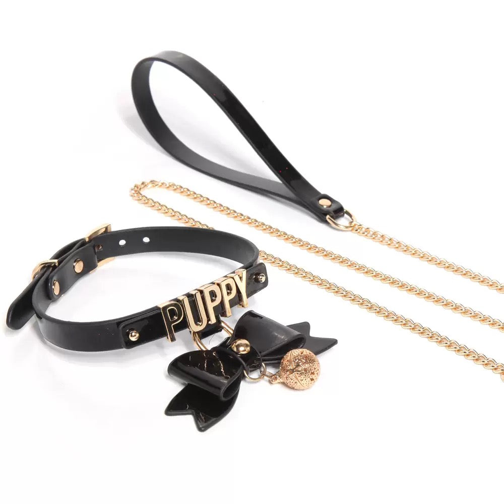 Pink Bow Initial Choker Necklace
