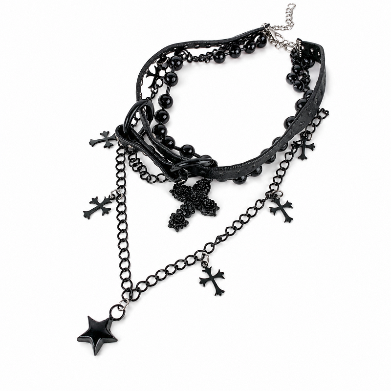 Midnight Cross Layered Necklace