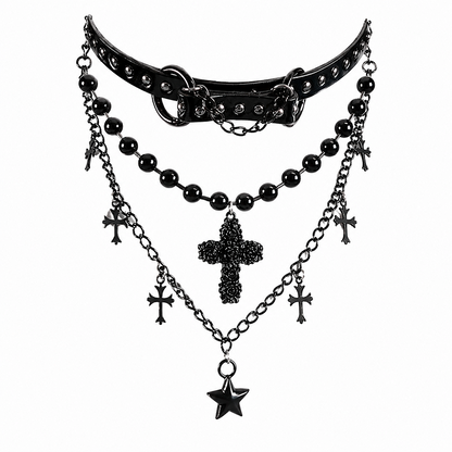 Midnight Cross Layered Necklace