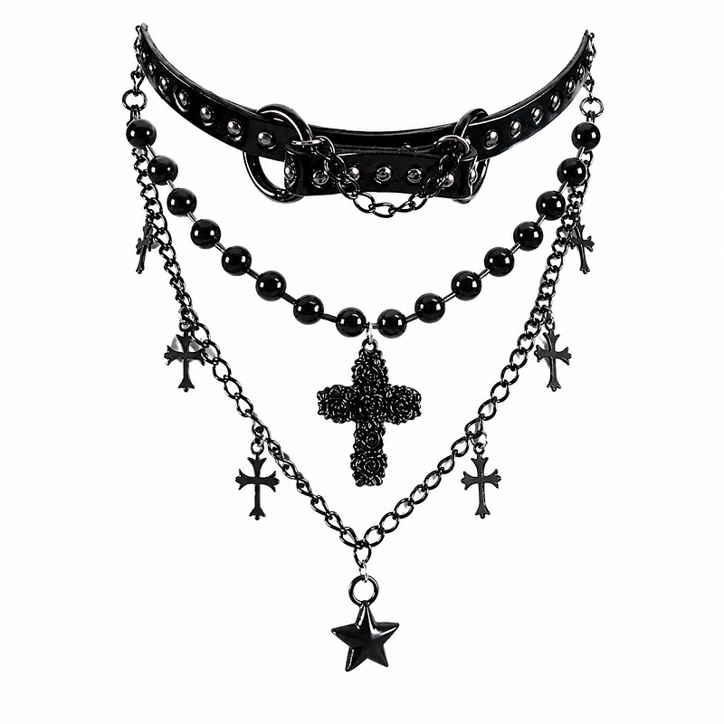Midnight Cross Layered Necklace