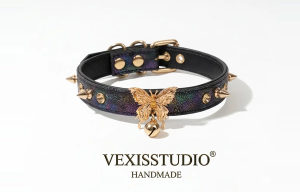 Butterfly Snake Leather Choker Necklace